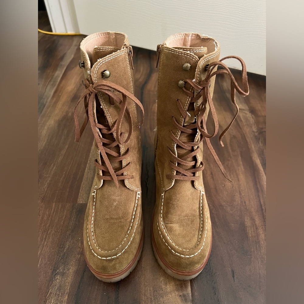 Platform mid calf boots